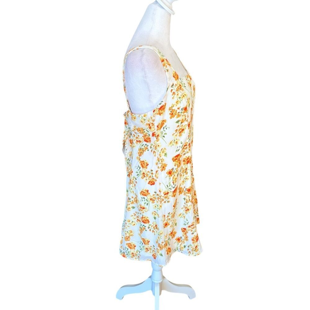 Lulus Day Date Tie Back White Orange Floral Mini Dress Womens Size Large New - Picture 5 of 13
